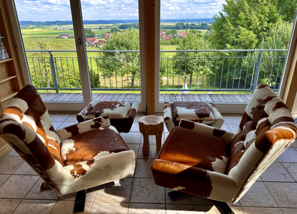 Cow skin swivel chair
